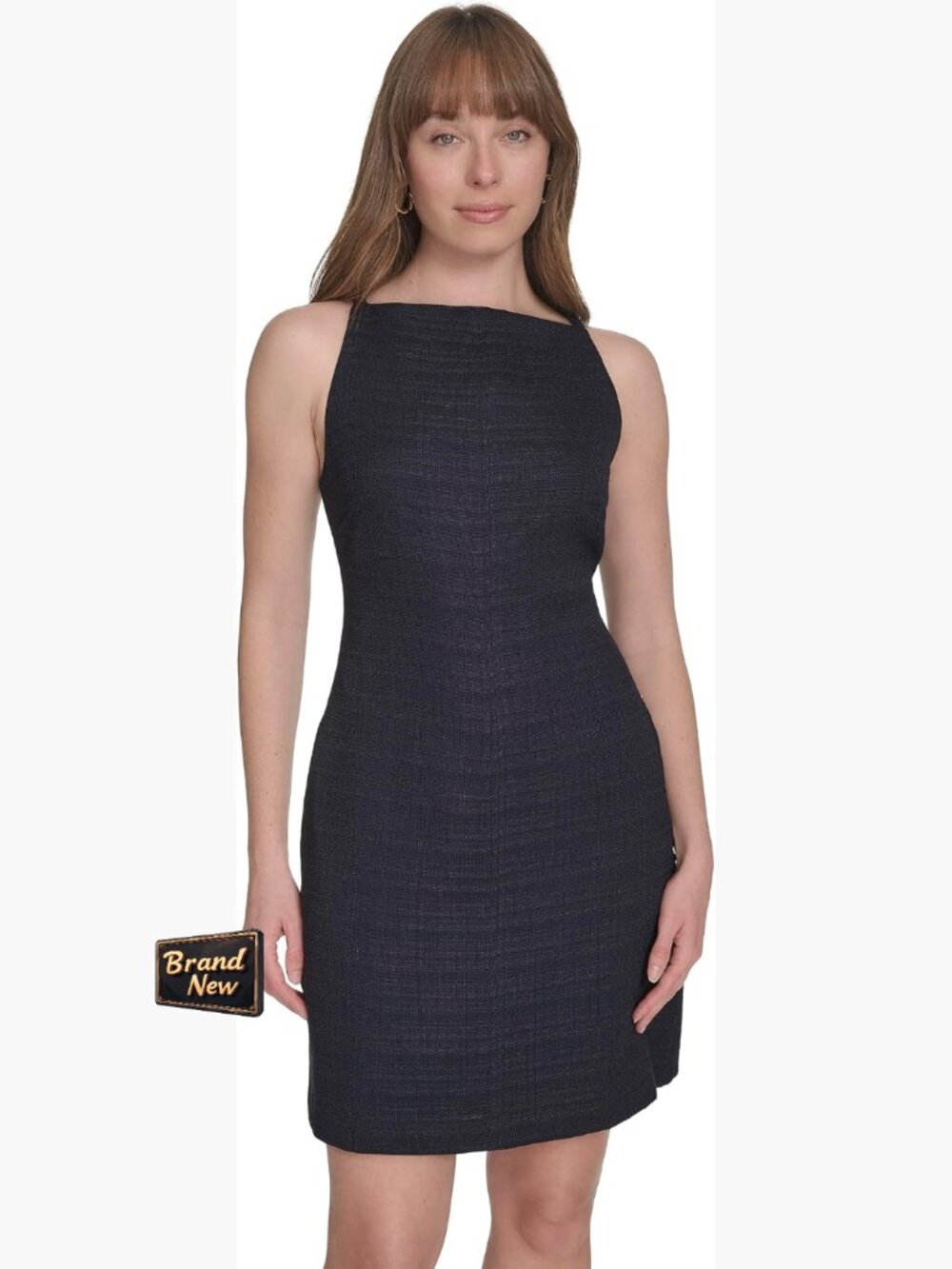 Sleeveless Square Neck Shift Mini Dress, Fully Lined, Zip Back